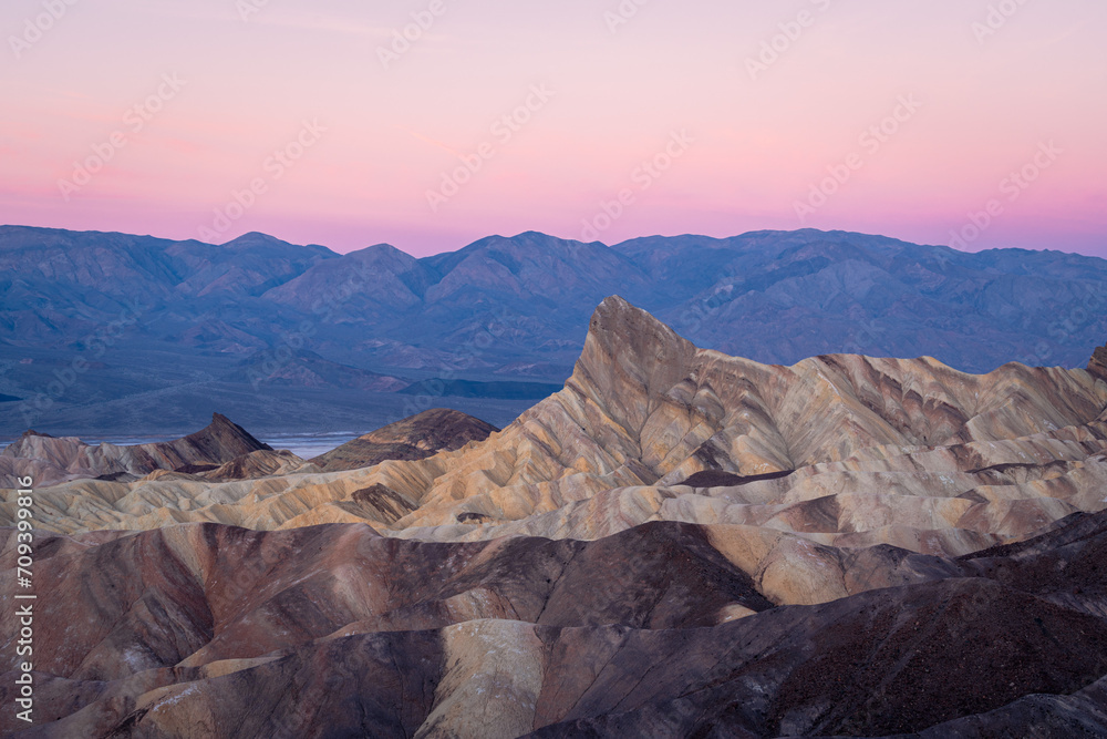 Sunrise morning at Zabriskie Point In Death Valley, CA