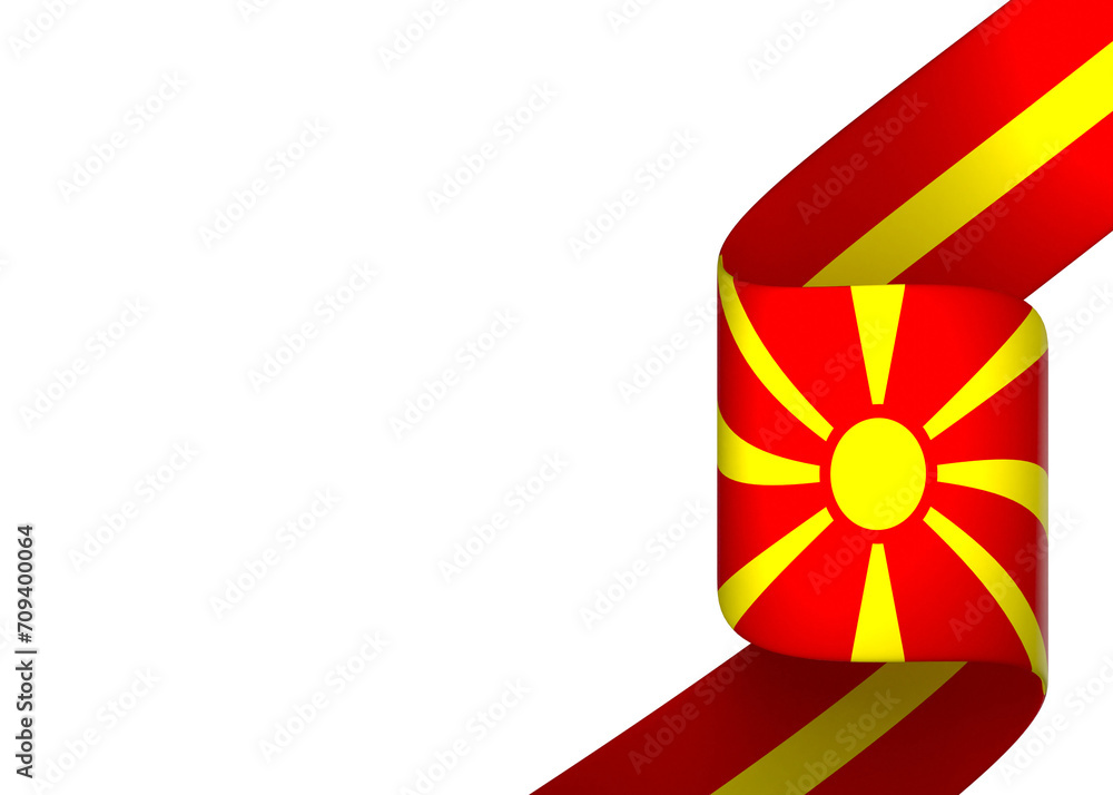 North Macedonia flag element design national independence day banner ribbon png
