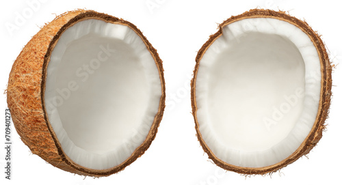 Fresh coconut meat isolated on white background. photo