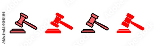 Gavel icon set illustration. judge gavel sign and symbol. law icon. auction hammer