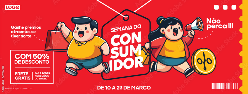 Obraz premium Digital banner design for customer week promotion in Brazilian Portuguese