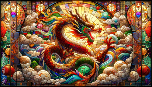 Wallpaper Mural stained glass chinese new year Torontodigital.ca