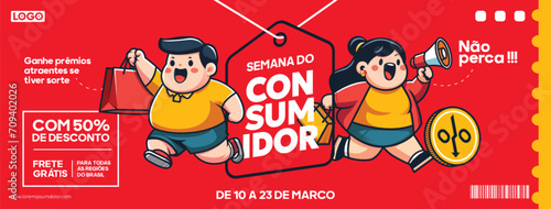 Digital banner design for customer week promotion in Brazilian Portuguese