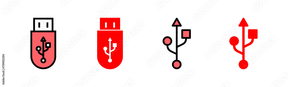 Usb icon set illustration. Flash disk sign and symbol. flash drive sign. Usb icon set illustration. Flash disk sign and symbol. flash drive sign.