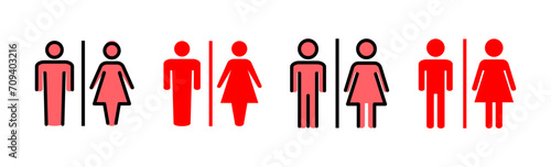 Toilet icon set illustration. Girls and boys restrooms sign and symbol. bathroom sign. wc, lavatory