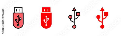Usb icon set illustration. Flash disk sign and symbol. flash drive sign.