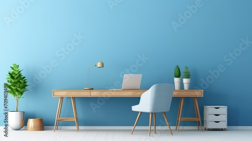 corporate blue office background illustration workspace modern, minimalist stylish, elegant sophisticated corporate blue office background