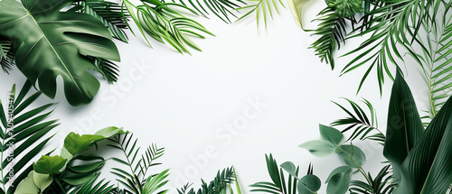 Tropical frame banner with blank space for advertising.