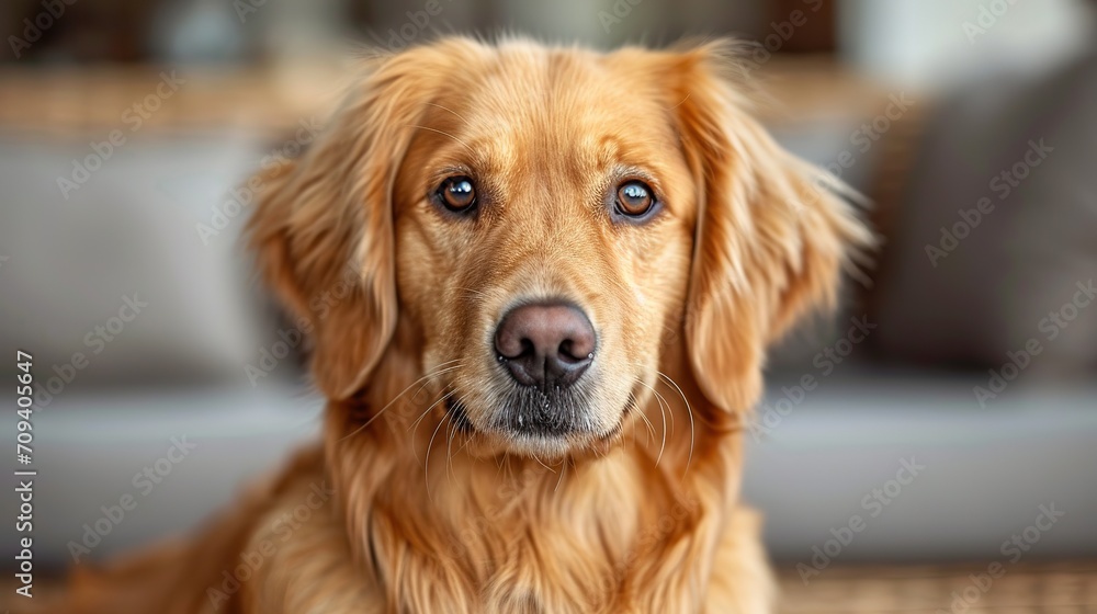 Golden Retriever lying on the floor