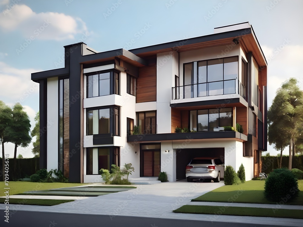 Realistic 3D Modern House