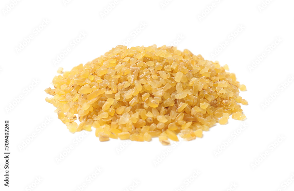 Pile of raw bulgur isolated on white Pile of raw bulgur isolated on white
