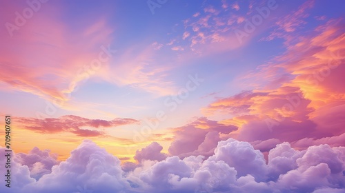 puffy cumulus sky background illustration serene peaceful, expansive ethereal, heavenly billowy puffy cumulus sky background © vectorwin