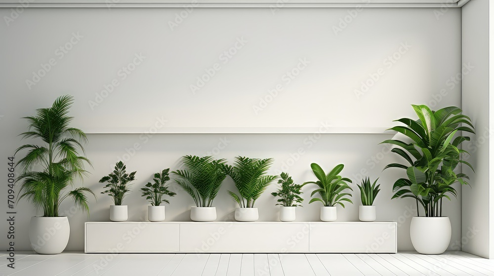 Fototapeta premium natural plant room background illustration botanical interior, design nature, tranquil serene natural plant room background