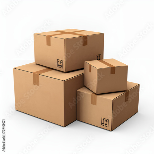 cardboard boxes on white background © Single icon vector