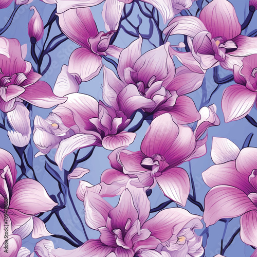 Orchid Tranquility Floral Seamless Design