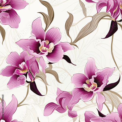 Orchid Tranquility Floral Seamless Design