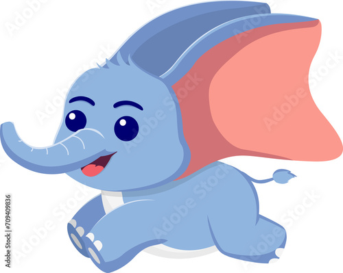 Photography Cute elephant running happily