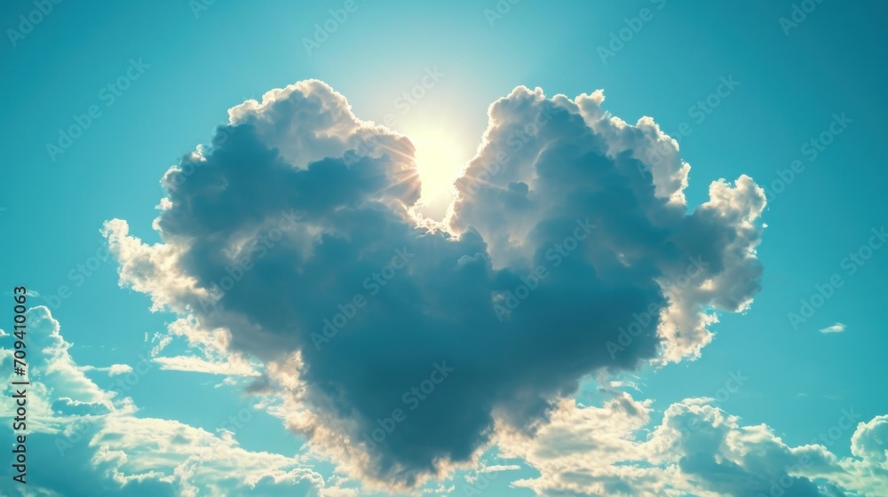 Naklejka premium Heavenly Valentine: Surreal Clouds Craft a Romantic Sky. Generative AI