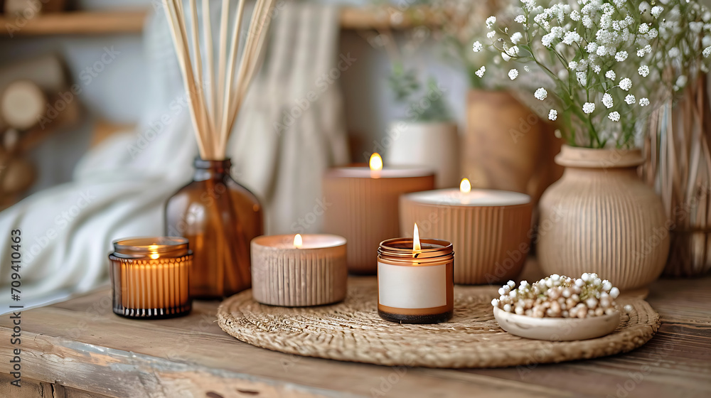 candles and flowers on the table candles and flowers on the table