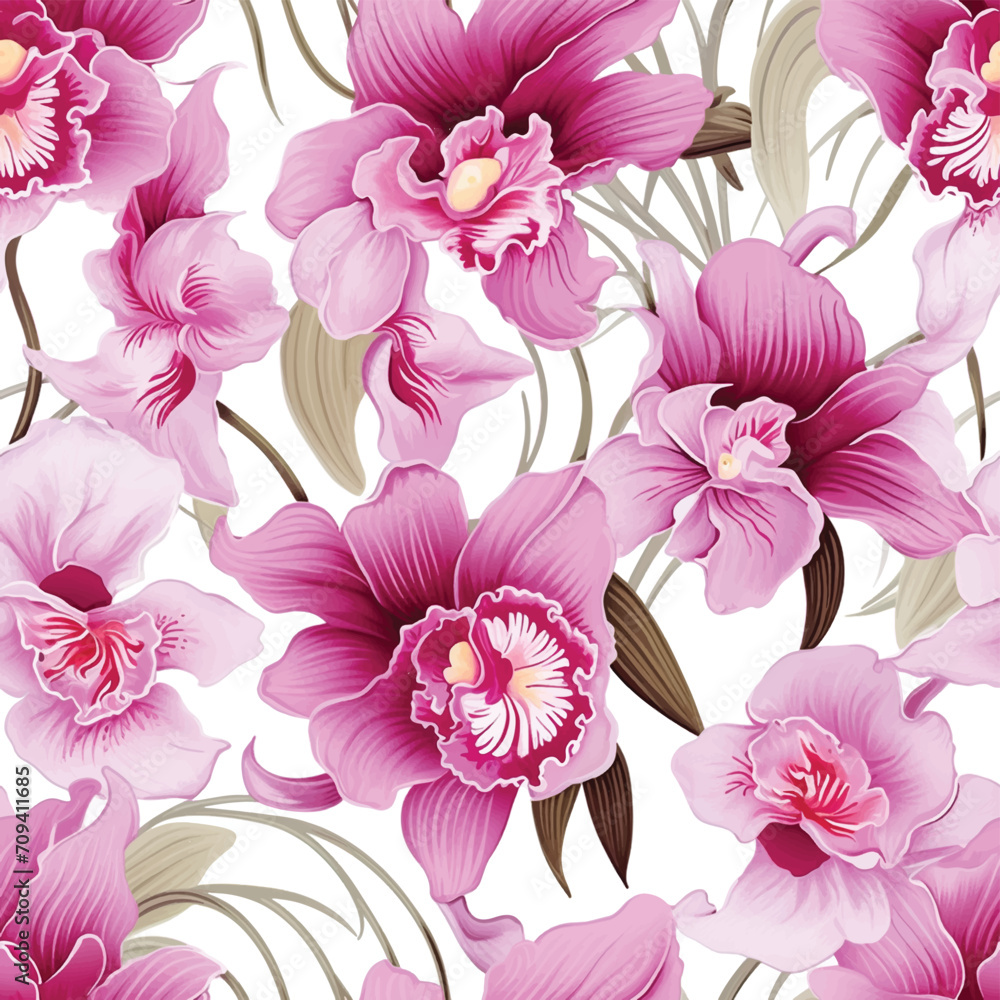 Obraz premium Orchid Tranquility Floral Seamless Design