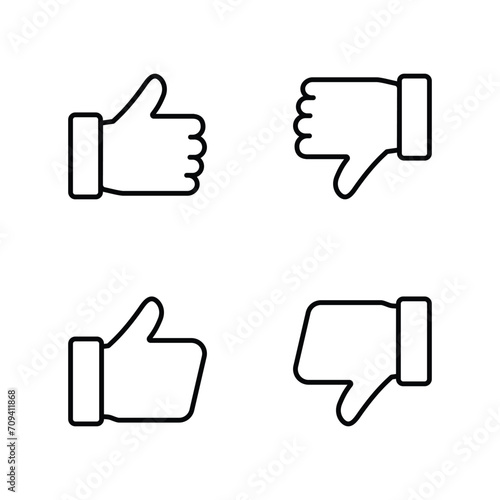 Thumbs up and thumbs down icon Set. Like and dislike icon vector