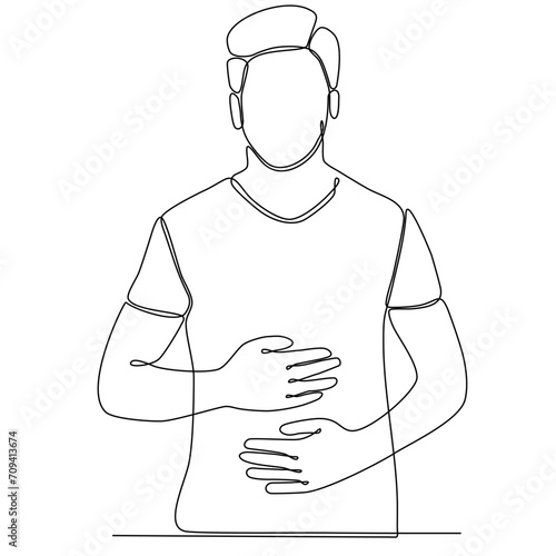 continuous line of men suffering from colic having health problems