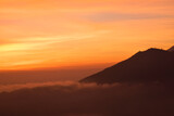 Magnificent sunset on Mount Batur: a captivating combination of nature and sunshine. indonesia bali island