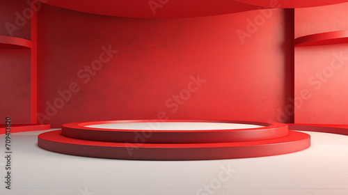 red platform for showing product 3d rendering