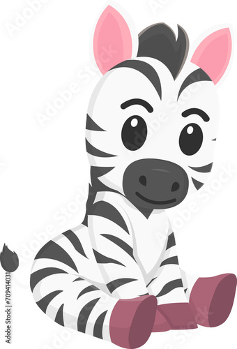 Cute zebra sitting and looking away