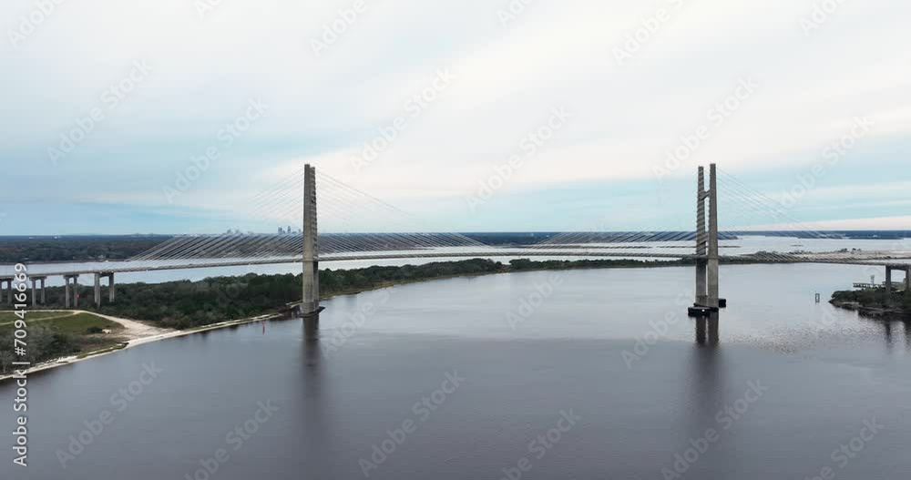 Aerial view of the Dames Point Bridge in Jacksonville, Florida. Aerial view of the Dames Point Bridge in Jacksonville, Florida.