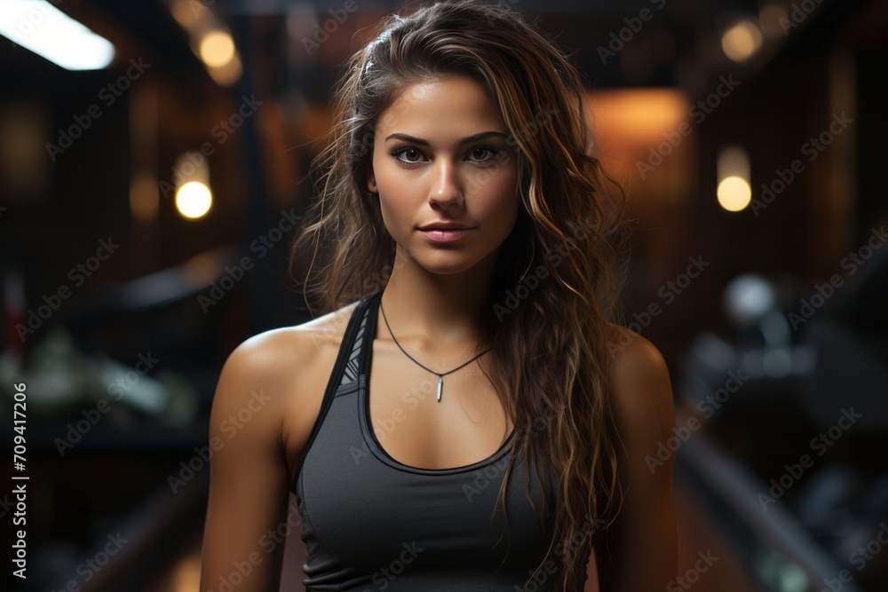 Photo Realistic of a Female Calisthenics Athlete in Workout Leggings and a Fitness Tank Top, Generative AI