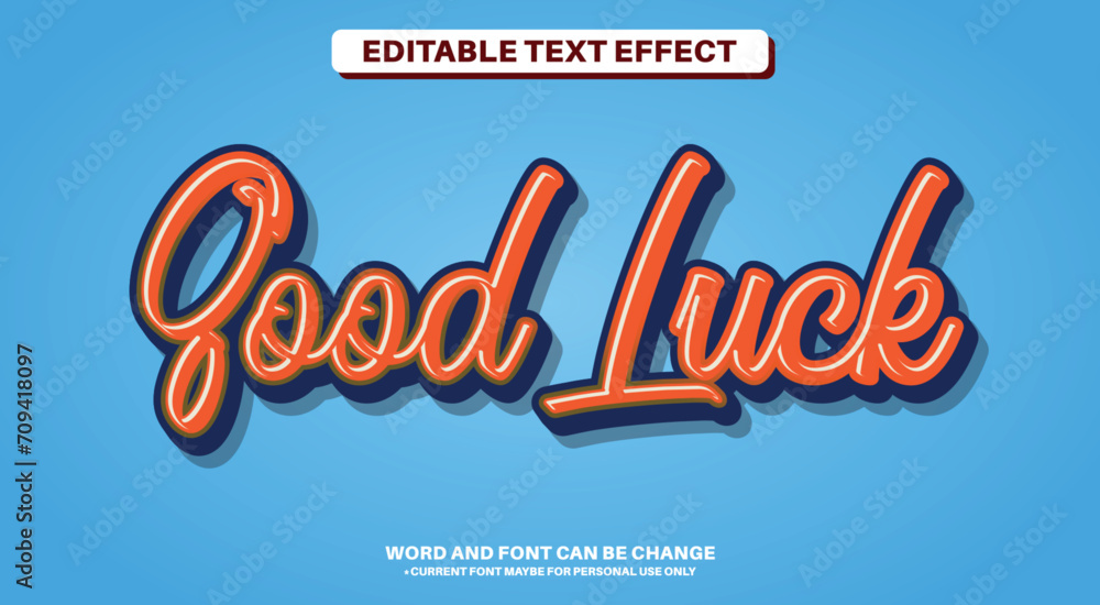 Simple 3D Sticker Style Fully Editable Text Effect - Good Luck