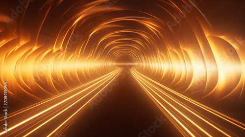 abstract fashion background glowing lines tunnel virtual reality. 3d rendering
