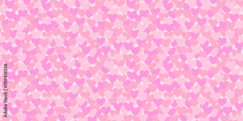 Seamless pattern made from pink confetti hearts. Romantic background for Valentine's Day or wedding.