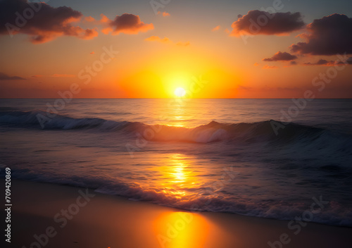 Beautiful romantic natural landscape. beach and sunset © NONTANUN