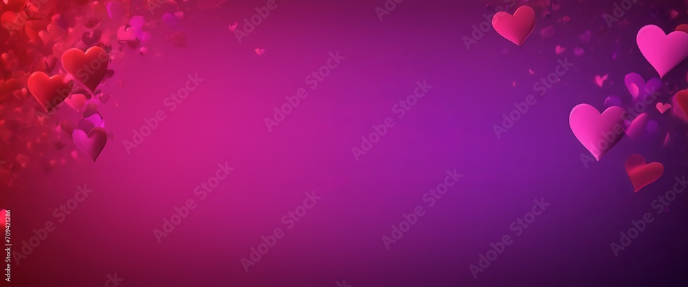 Banner Pink heart on a pink-red background with bokeh, Valentine's Day banner. Love, wedding concept