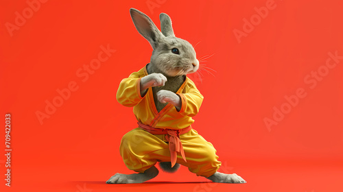 A rabbit in a kung fu pose