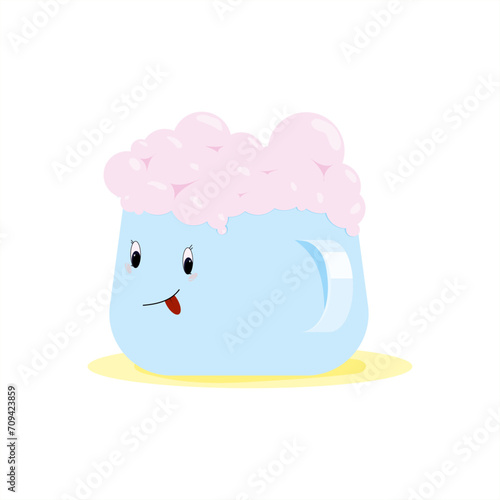 cute blue mug with pink foam