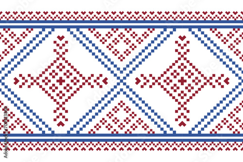 Ethnic seamless design.Geometric folklore ornament. Pixel pattern.Tribal ethnic vector texture.Cross stitch Seamless tribal embroidery. Scandinavian folk pattern for texture,fabric,wrapping,print.