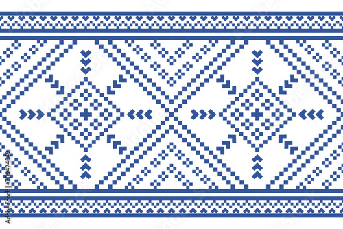 Ethnic seamless design.Geometric folklore ornament. Pixel pattern.Tribal ethnic vector texture.Cross stitch Seamless tribal embroidery. Scandinavian folk pattern for texture,fabric,wrapping,print.