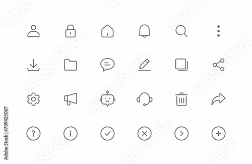 essential icons for web and app: necessary, main, key icon set. editable stroke vector illustration photo