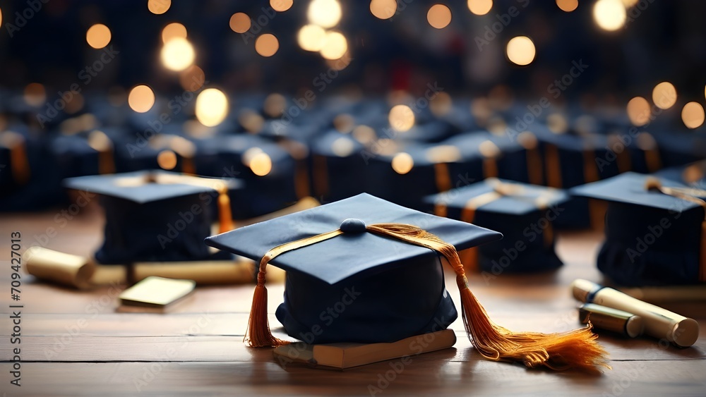 Graduation Dreams, Create a scene with graduation caps and gowns ...