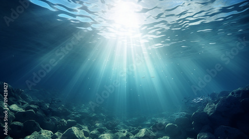 light rays in underwater scene. 3d rendered illustration