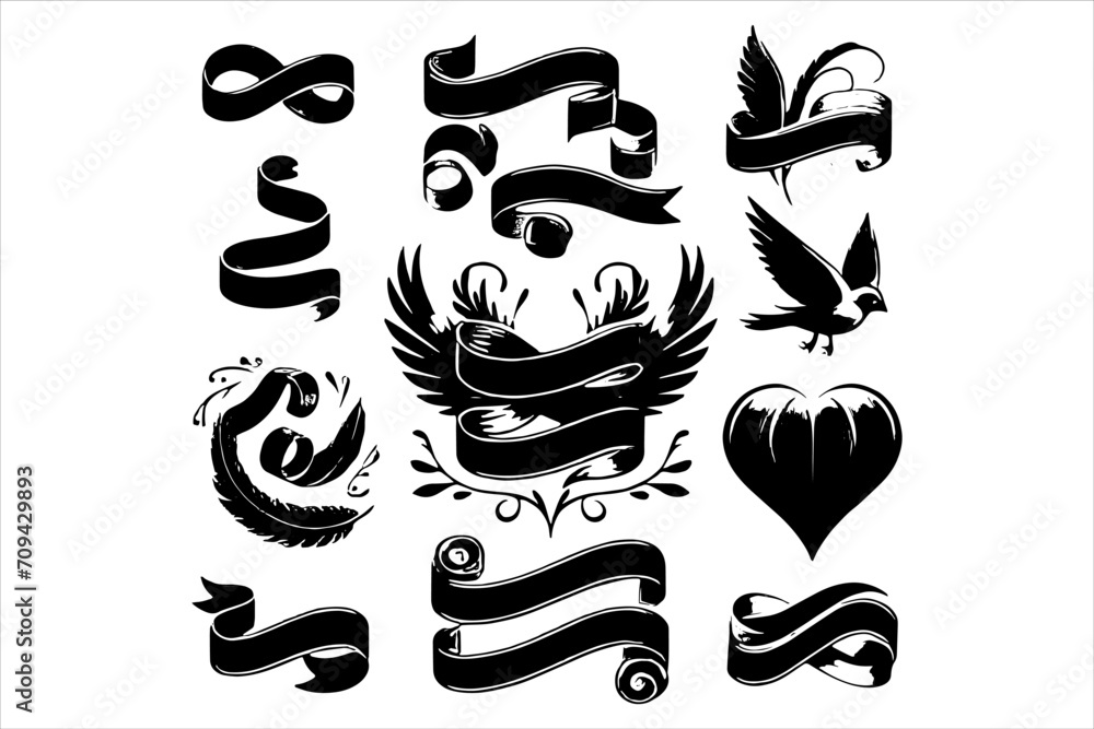 Free Ribon clipart Vector Bundle Set, Free Ribon Vector For T-shirt ...