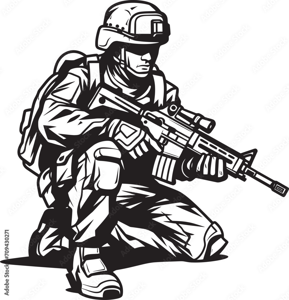 Deadly Precision Tactical Warrior Emblem in Black Ninja Commando Combat Soldier Vector Black Insignia Deadly Precision Tactical Warrior Emblem in Black Ninja Commando Combat Soldier Vector Black Insignia