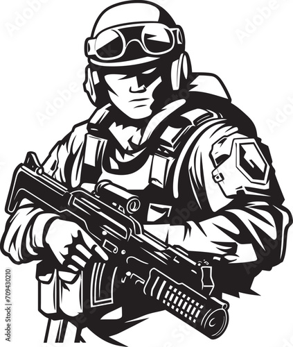 Stealth Warrior Combat Soldier Vector Black Logo Precision Icons Tactical Soldier Emblem Design