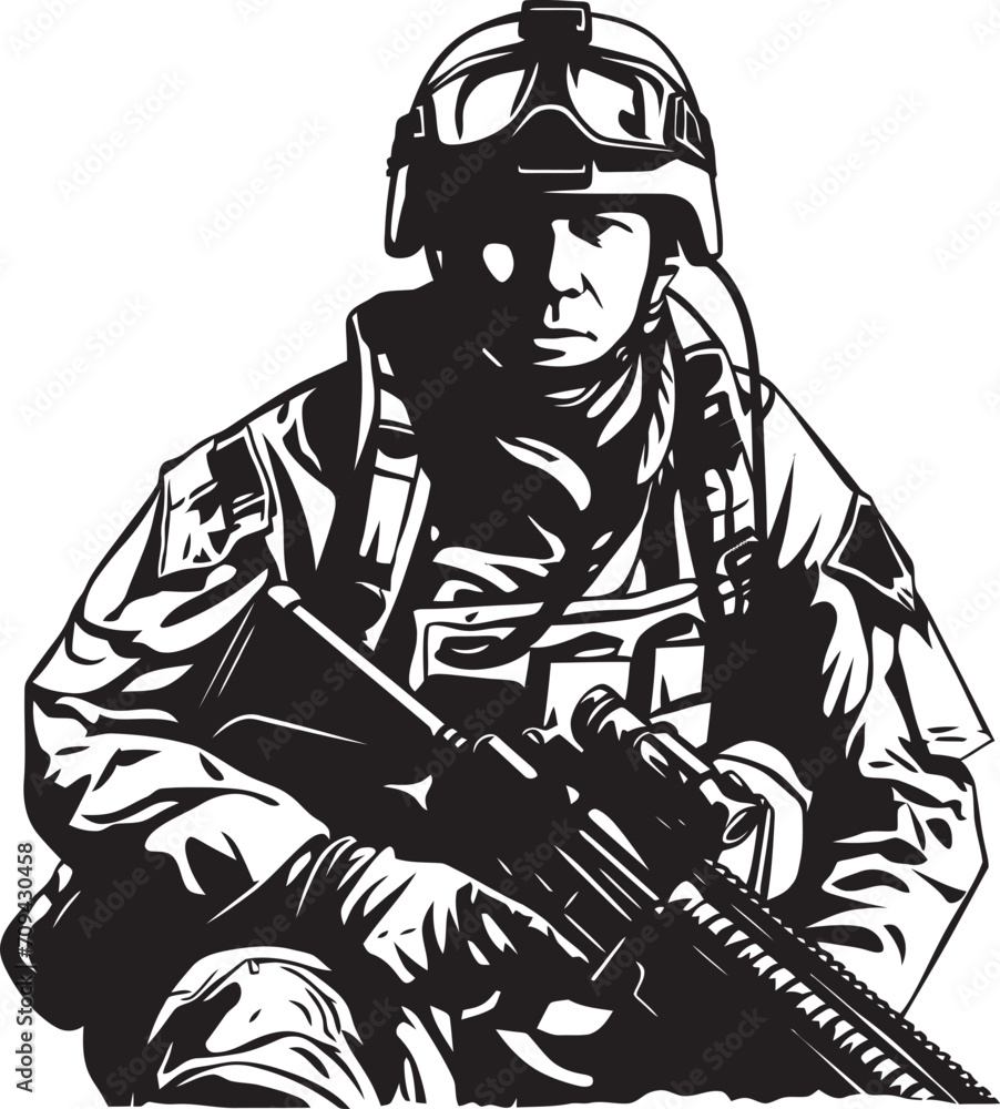 Covert Strike Force Combat Soldier Emblem in Black Stealth Elite Vector Design for Special Forces Soldiers Covert Strike Force Combat Soldier Emblem in Black Stealth Elite Vector Design for Special Forces Soldiers