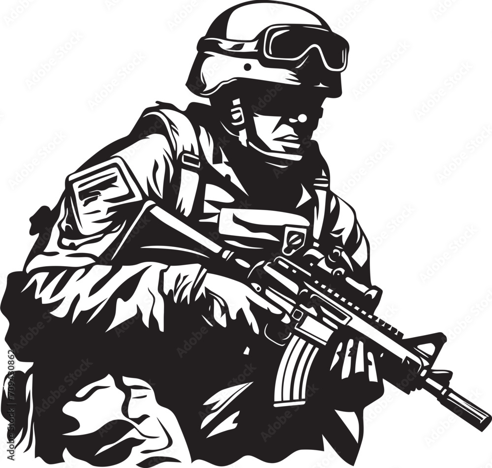 Ninja Commando Black Logo for Elite Soldiers Steely Resolve Combat Soldier Insignia in Black Ninja Commando Black Logo for Elite Soldiers Steely Resolve Combat Soldier Insignia in Black