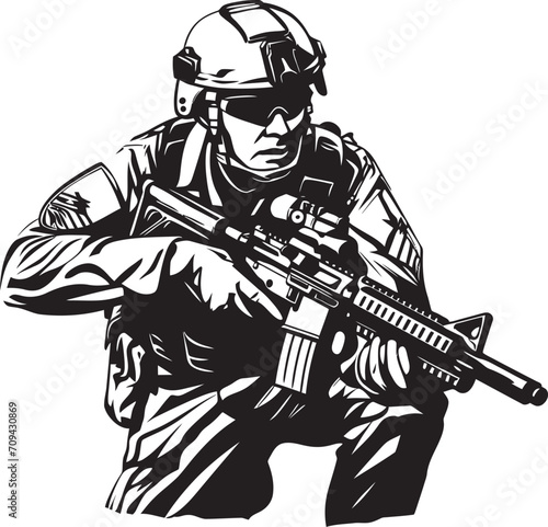 Warrior Whispers Black Glyph for Tactical Soldiers Shadow Stalker Combat Soldier Logo in Black