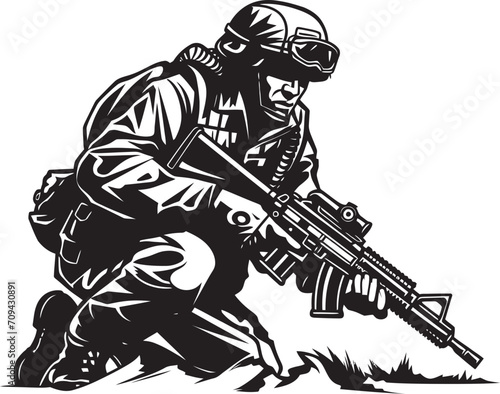 Battlefront Bravo Black Logo for Combat Soldiers Warrior Glyph Vector Design for Soldier Icons